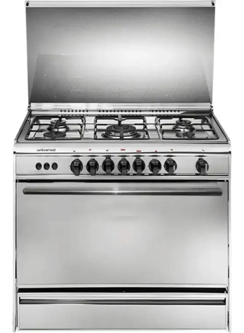 يونيفرسال بوتجاز يونيفرسال 5شعلة ستانلس كامل بمروحة للفرن 2مفتاح للفرن والشواية نيو كلاسيك - Image 1